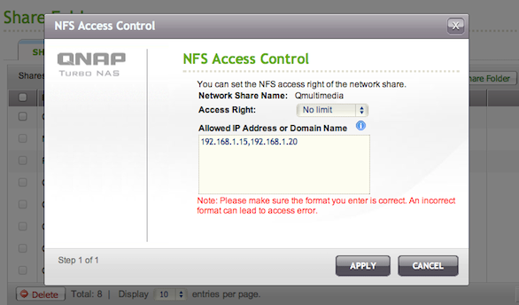 setup linux nfs share for mac client